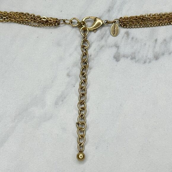 Chico's Multi Strand Beaded Station Gold Tone Necklace - Picture 3 of 10